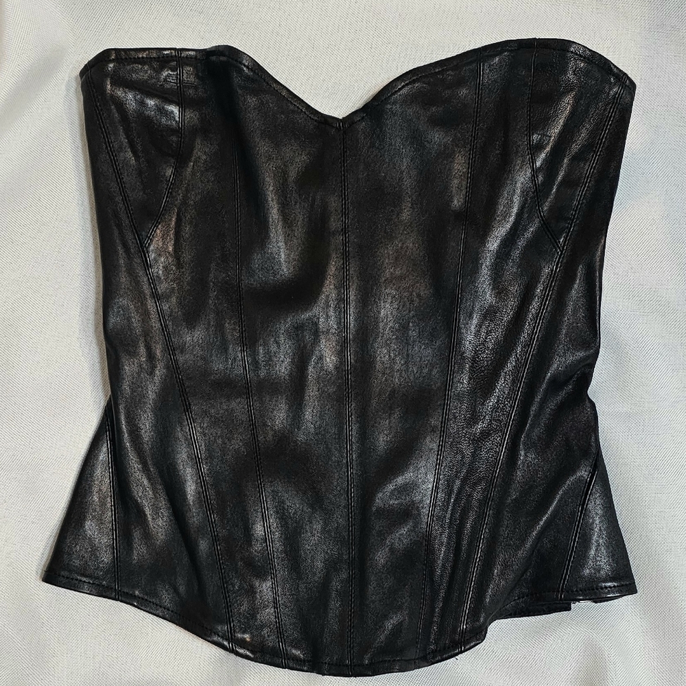 Black 100% Leather Corset Top